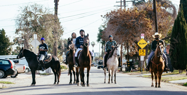 The Compton Cowboys on horseback
