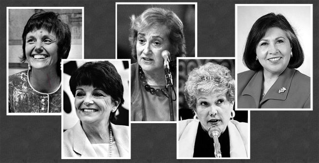 City of Los Angeles Councilwomen: Pat Russell, Peggy Stevenson, Joy Picus, Joan Milke Flores, and Gloria Molina