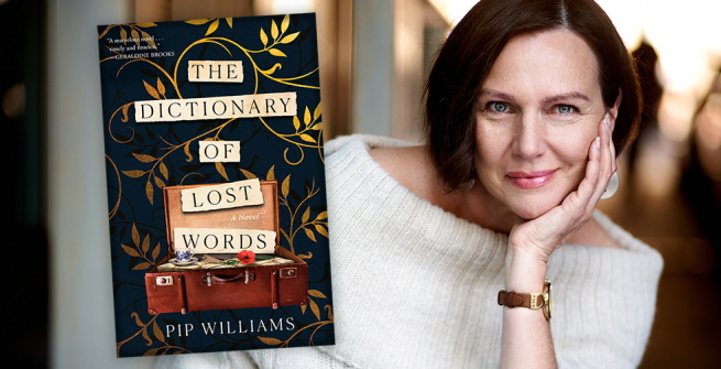 Author Pip Williams and her first novel, The Dictionary of Lost Words