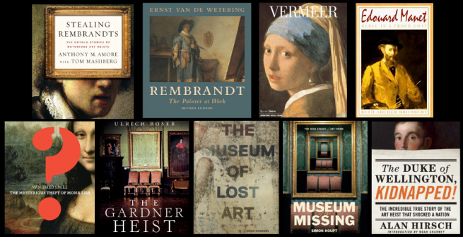 Collage of books about notorious art thefts
