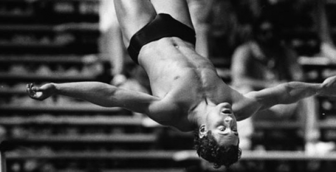 Greg Louganis mid dive