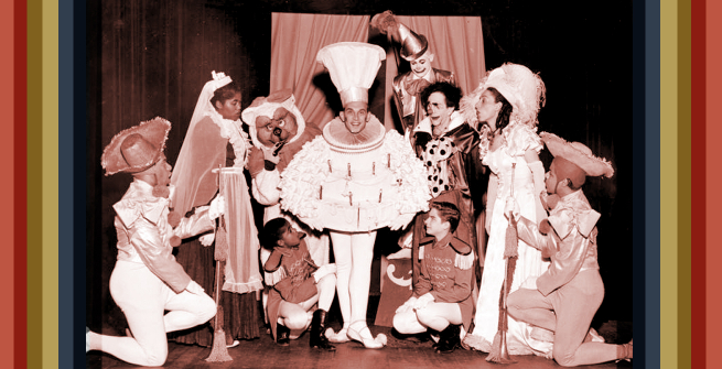 The cast of Tommy Turnabout's Circus onstage at Turnabout Theatre