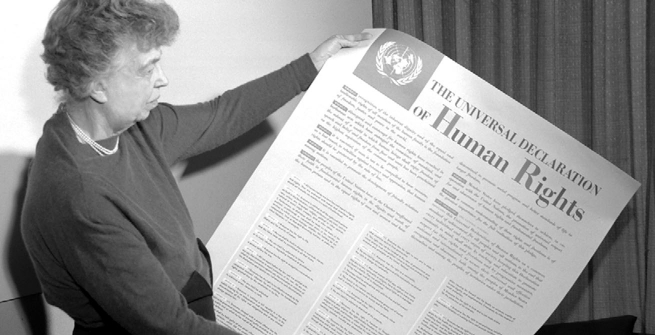 Declaration of Human Rights Drafting Committee Chair, Eleanor Roosevelt "Universal Declaration of Human Rights" by United Nations Photo is licensed under CC BY-NC-ND 2.0