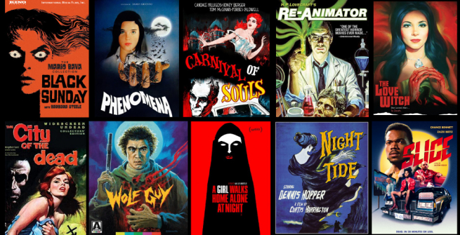 Collage of horror films in Kanopy