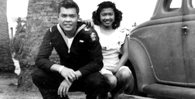 Girl with a sailor friend