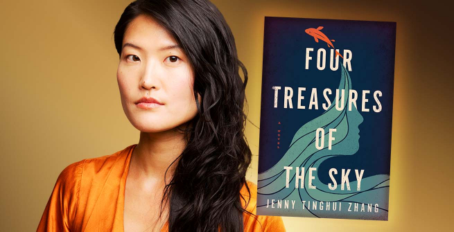 Author Jenny Tinghui Zhang and her debut novel, Four Treasures of the Sky