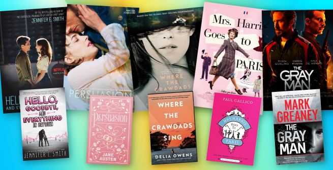 Collage of upcoming films adapted from books