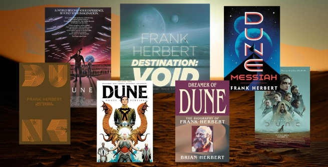 Collage of adapted films from books by Frank Herbert