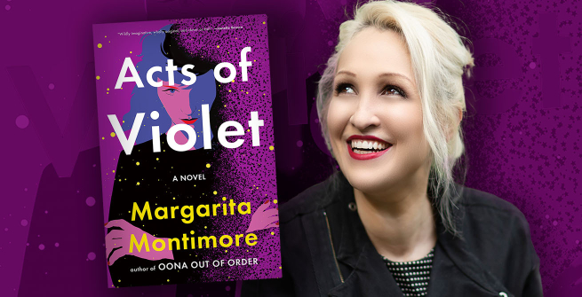 Author Margarita Montimore and her latest book, Acts of Violet