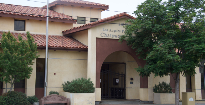 Chatsworth Branch of the Los Angeles Public Library, 21052 Devonshire Street [2018] Gary Leonard, Institutional Collection/Los Angeles Public Library