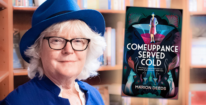 Author Marion Deeds and her latest novel, Comeuppance Served Cold