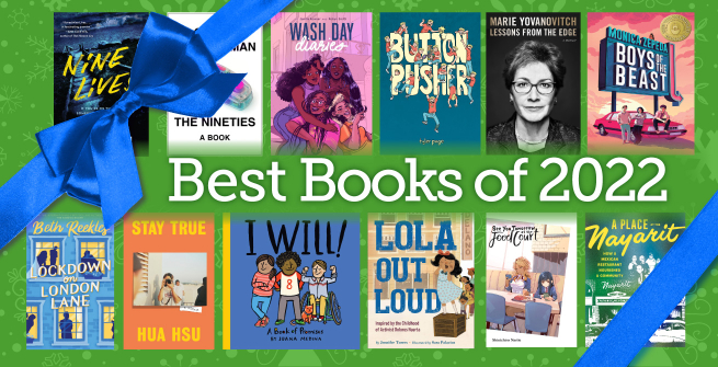 Collage of some best books of 2022 with gift bow