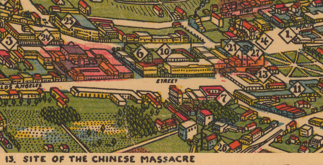 Detail of a map of Los Angeles, as it appeared in 1871, showing the site of the 1871 Chinese massacre