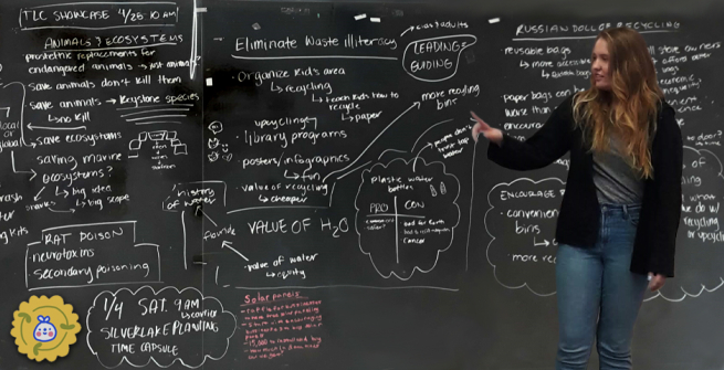 teen at a chalk board