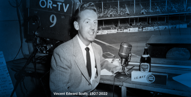 Vin Scully, circa 1955, at Ebbets Field