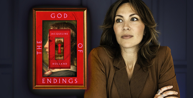 Author Jacqueline Holland and her first novel, The God of Endings