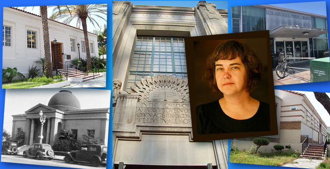 Collage of selected libraries of Los Angeles and Tiffney Sanford