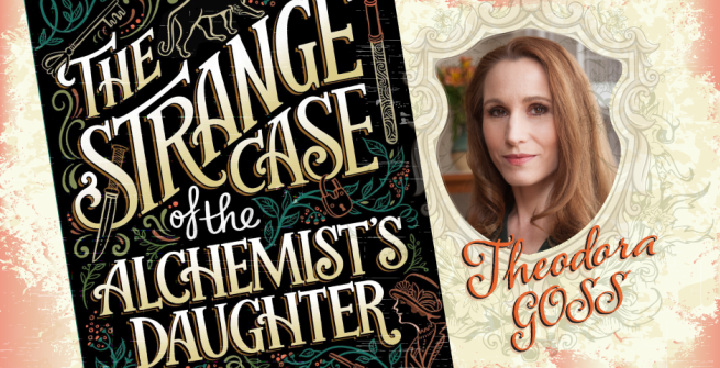 Theodora Gross picture and book cover for strange case of the alchemist's daughter