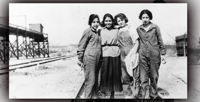 Mexican American woman workers at the Side Way Baby Carriage Co.  circa 1922