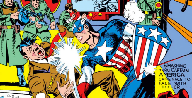 Captain America punching hilter