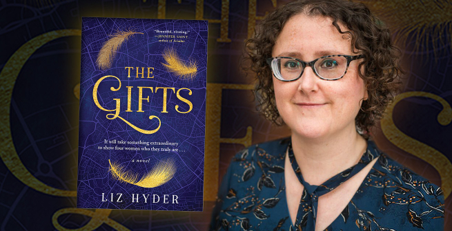 Author Liz Hyder and her her novel, The Gifts