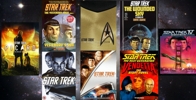 Collage of some Star Trek books and movies