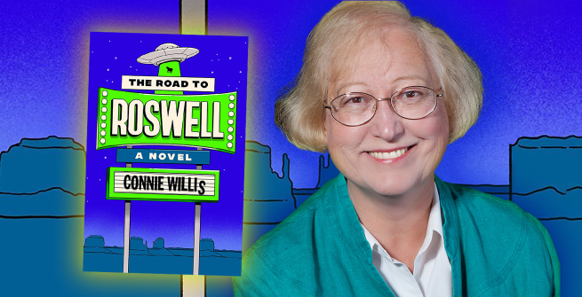 Author Connie Willis and her latest novel, The Road to Roswell