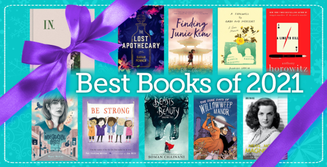 Collage of some best books of 2021 with gift bow