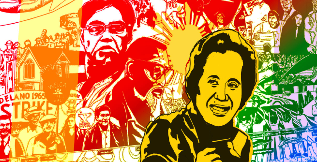 Colorized coloring page of Filipina American community leader, Remy Geaga