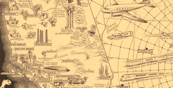 pictorial map of california (detail)