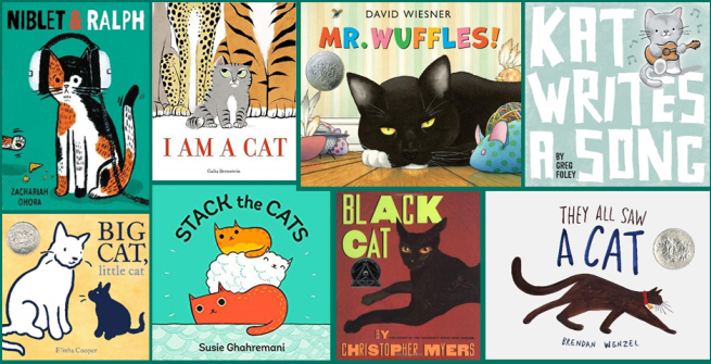 8 book covers of cats