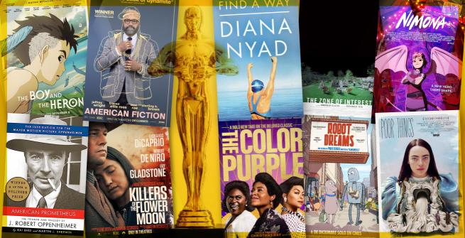 Collage of Academy Awards nominated films adapted from books