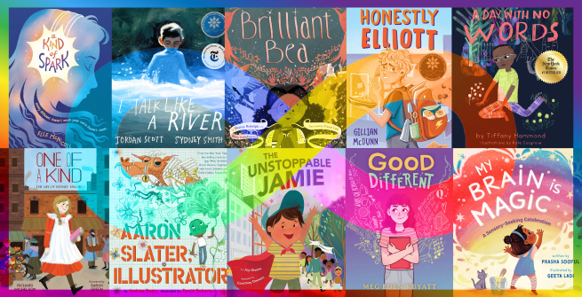 Collage of books for neurodivergent children