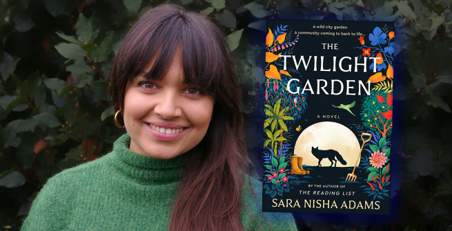 Author Sara Nisha Adams and her latest novel, The Twilight Garden