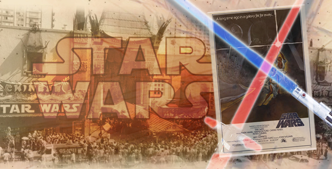 collage of Star Wars book and movie premier