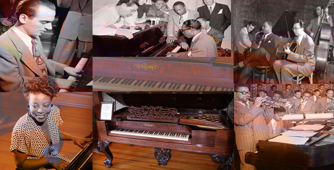 Collage of jazz piano stars