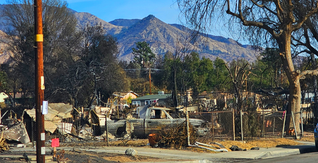 view of fire damaged Altadena