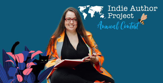 Melissa Bobe next to the indie author project logo