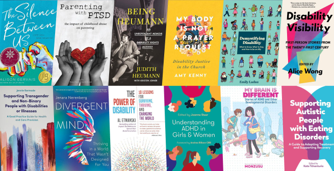 Collage of books about disabilities among us