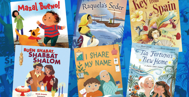 Collage of picture books with Sephardic representation
