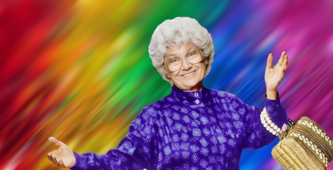 An image of actress Estelle Getty as the character of Sophia from the Golden Girls