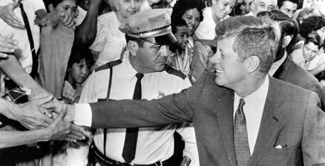 John Kennedy Shaking Hands in Crowd