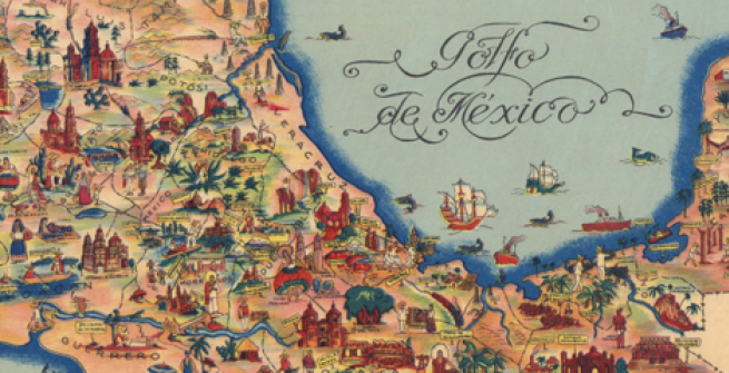 Pictorial Map of Mexico, Fischgrind Publishing, Cartographer Miguel Gomez Medina, 1931