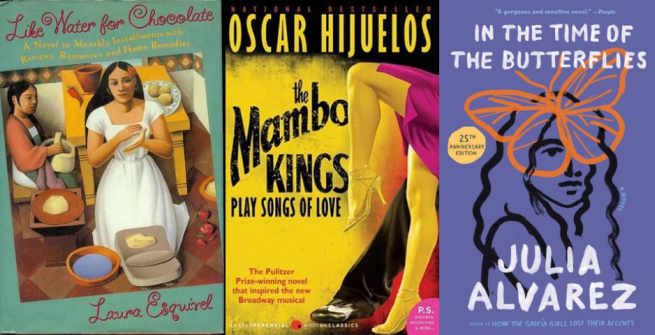 Collage of books by Latinx authors