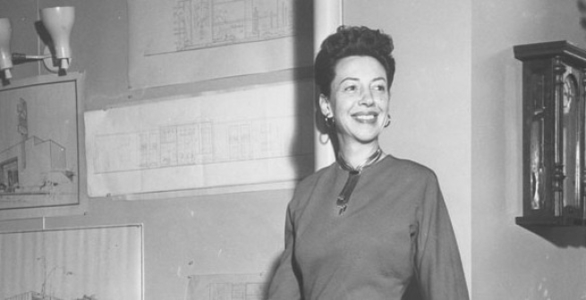 Lucille Raport shown at her architectural firm in 1961 (detail)