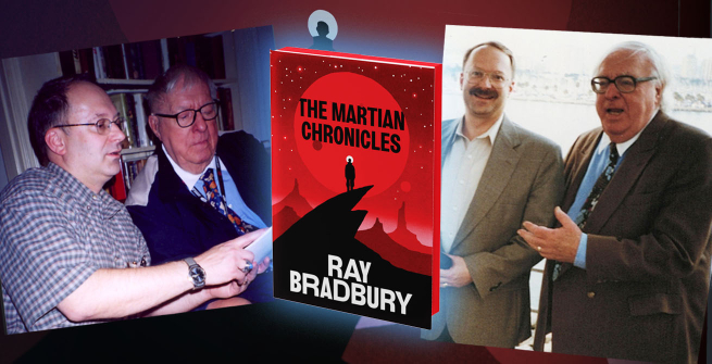 Jonathan Eller with Ray Bradbury and his book The Martian Chronicles