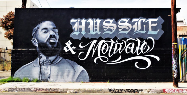 street mural of rapper Nipsey Hussle