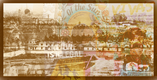 Collage of resources books on the an outdoor photo of early Los Angeles