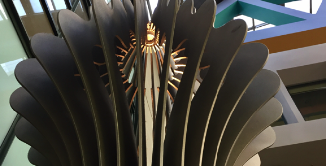 Illuminations, a series of lanterns by Ann Preston in the Bradley Wing. Photo courtesy of Karina Buck