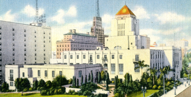 vintage postcard of central library